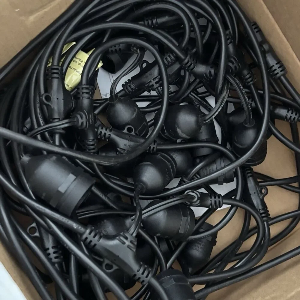 Hampton Bay Black String Lights Outdoor Backyard Pool Party LED 48 Ft/24 Bulbs
